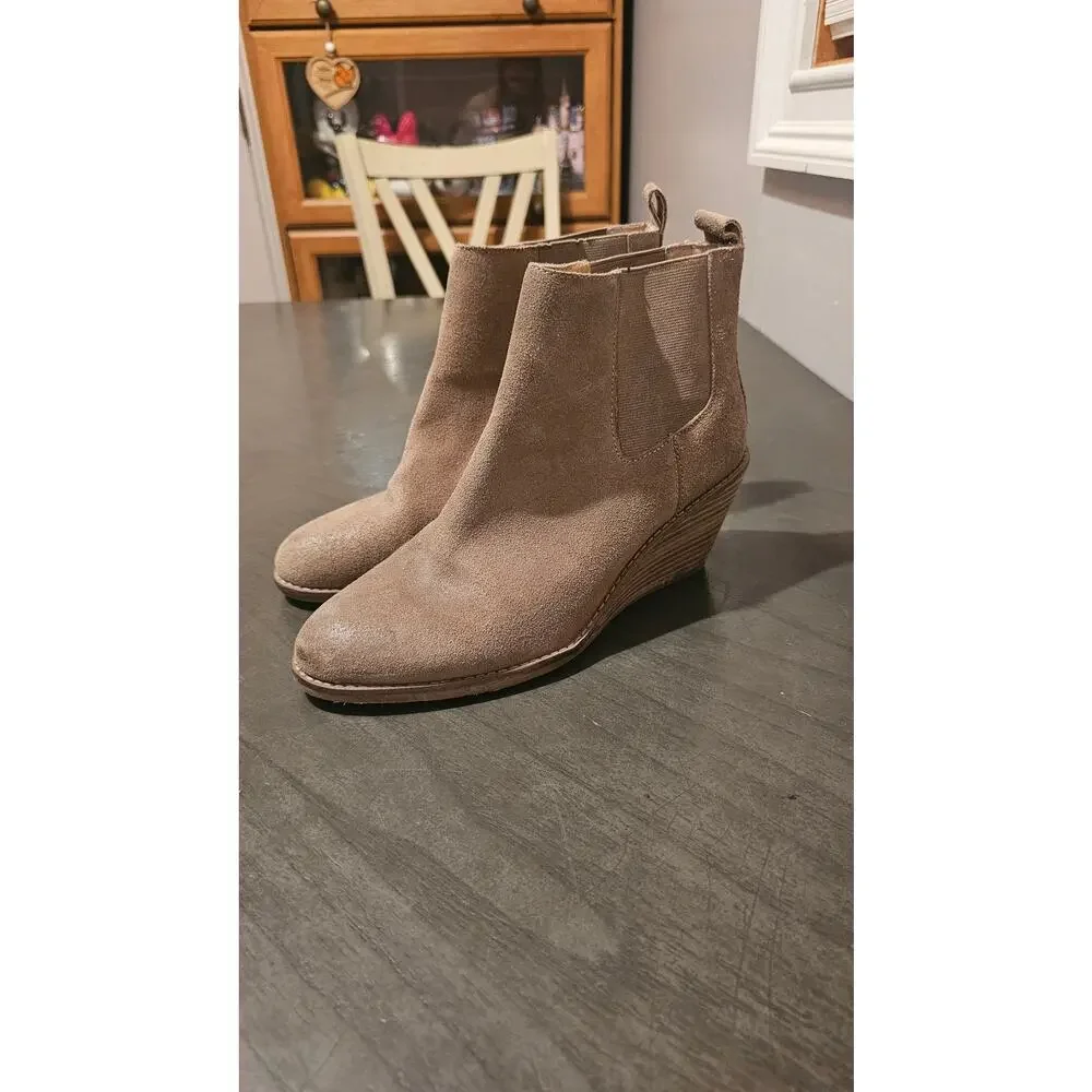 Lucky Brand‎ ‘Pallet’ Wedge Boots Ankle in Tan Leather Size 7.5M